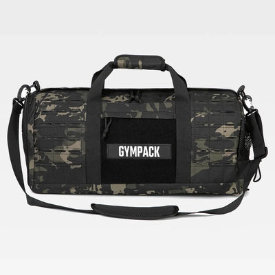 Bolsa Gympack Duffel 40L Preta Camuflada - Vista Lateral Completa